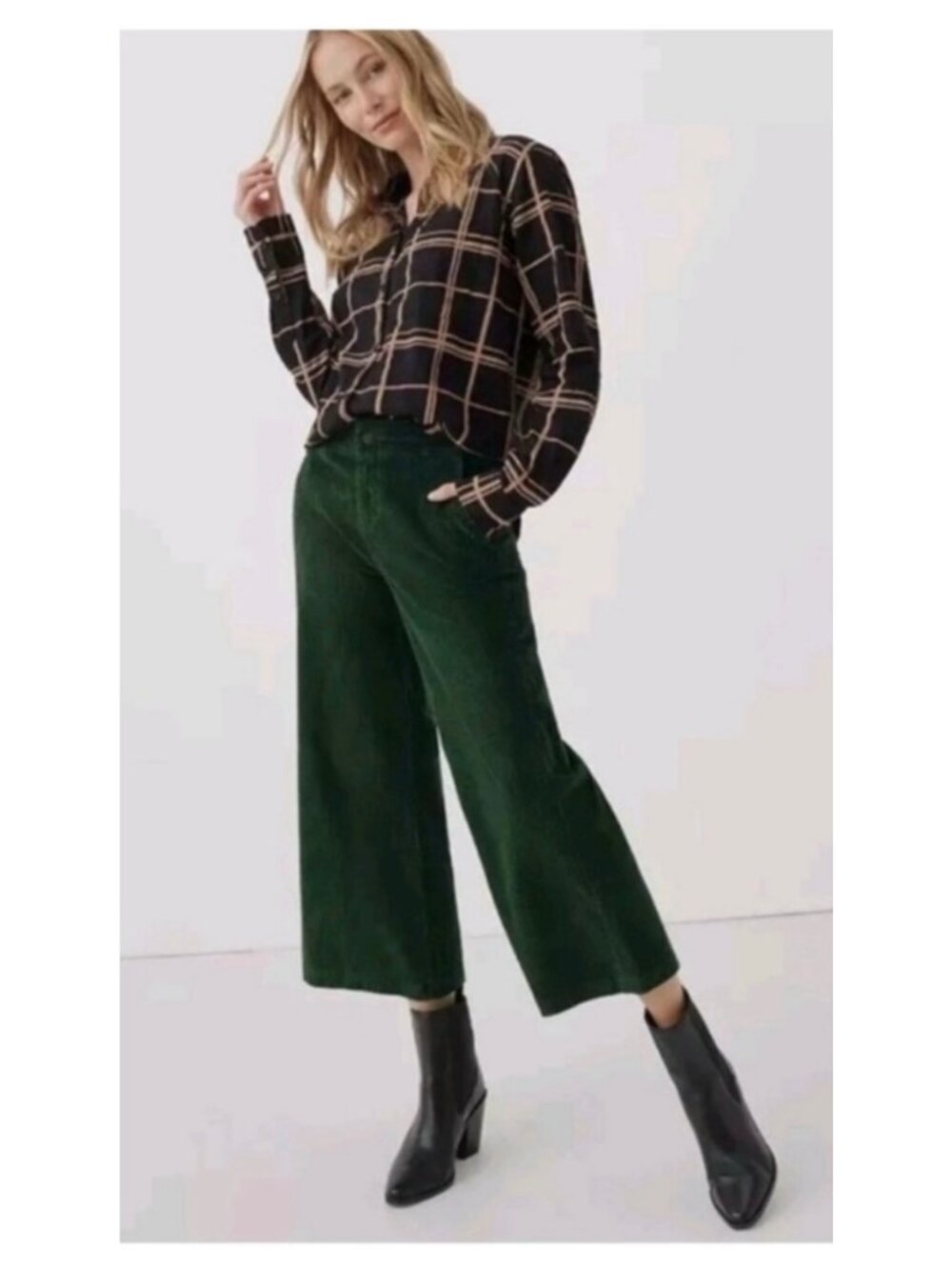 PACT Modern Cropped Wide Leg Corduroy Pant Medium Academia Preppy Fall